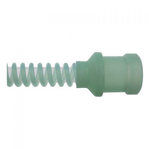 Silikónové dýchacie hadice pre deti, autoklávovateľné do 134° C s obojstranne navulkanizovanými koncovkami farba: zelená (špirála), transparentná (hadica), koncovky 10 mm/22 mm